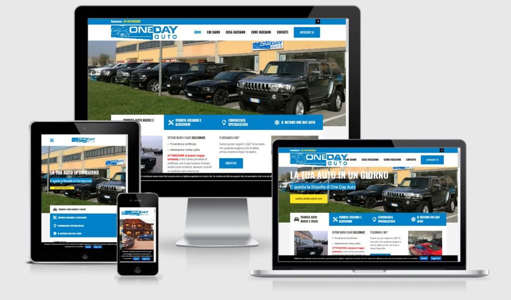 Realizzazione nuovo sito internet per il cliente One Day Auto Srl - responsive design